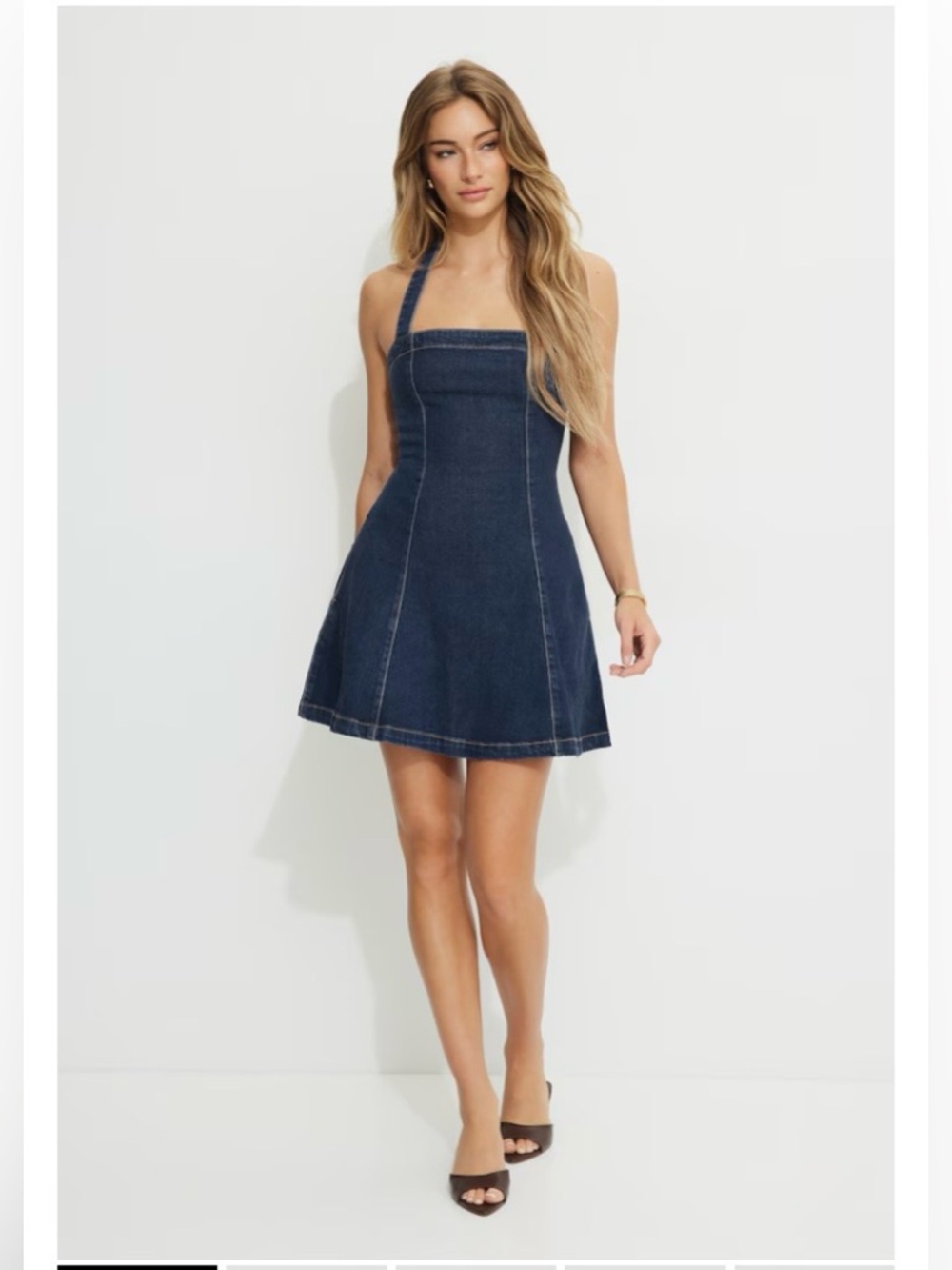 Dynamite Dark Blue Denim Halter Mini Dress